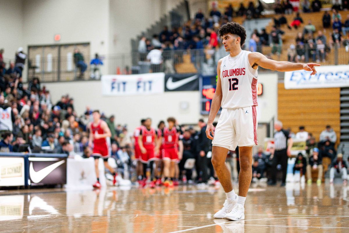Columbus junior Cameron Boozer takes the court against Harvard-Westlake (California) in the Les Schwab Invitational championship game on Dec. 30, 2023.